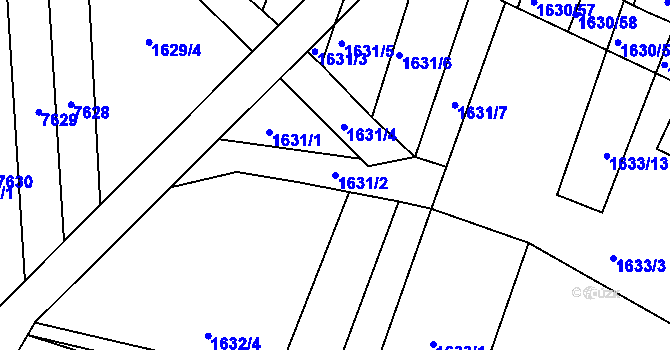 Parcela st. 1631/2 v KÚ Klobouky u Brna, Katastrální mapa
