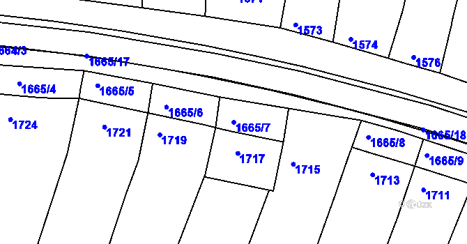 Parcela st. 1665/7 v KÚ Klobouky u Brna, Katastrální mapa