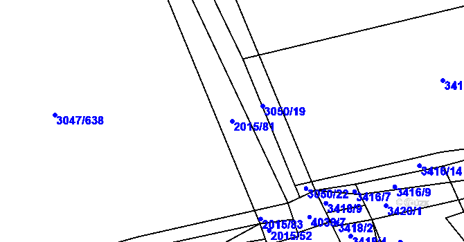 Parcela st. 2015/81 v KÚ Klobouky u Brna, Katastrální mapa