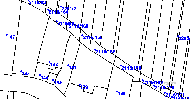 Parcela st. 2116/167 v KÚ Klobouky u Brna, Katastrální mapa
