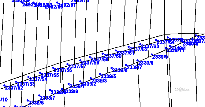 Parcela st. 2337/60 v KÚ Klobouky u Brna, Katastrální mapa
