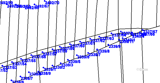 Parcela st. 2337/61 v KÚ Klobouky u Brna, Katastrální mapa