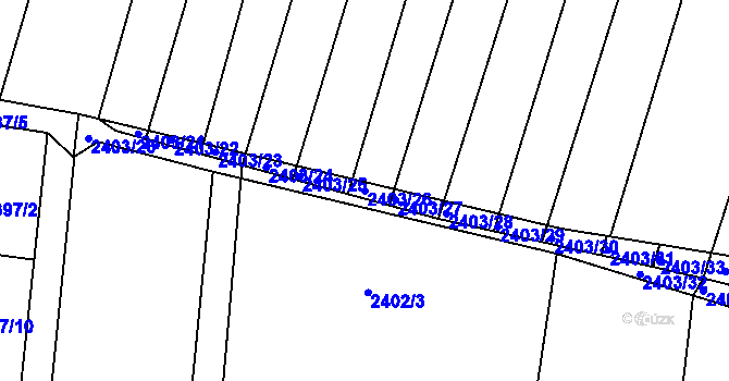 Parcela st. 2403/26 v KÚ Klobouky u Brna, Katastrální mapa