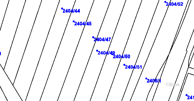 Parcela st. 2404/49 v KÚ Klobouky u Brna, Katastrální mapa