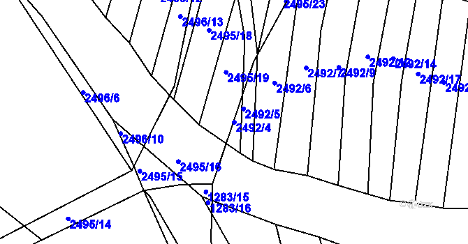Parcela st. 2492/4 v KÚ Klobouky u Brna, Katastrální mapa