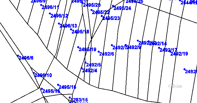 Parcela st. 2492/6 v KÚ Klobouky u Brna, Katastrální mapa