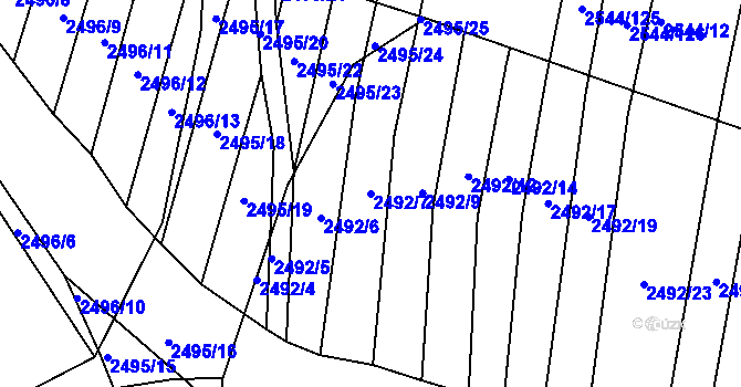 Parcela st. 2492/7 v KÚ Klobouky u Brna, Katastrální mapa