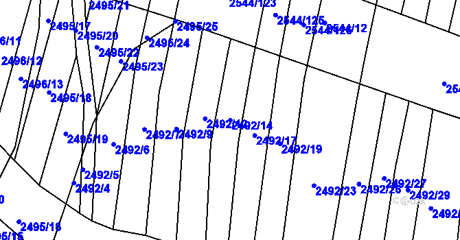 Parcela st. 2492/14 v KÚ Klobouky u Brna, Katastrální mapa