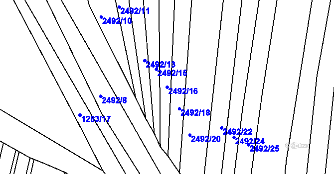 Parcela st. 2492/16 v KÚ Klobouky u Brna, Katastrální mapa