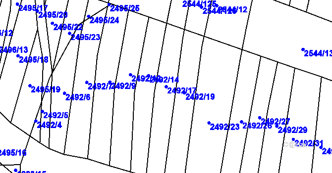 Parcela st. 2492/17 v KÚ Klobouky u Brna, Katastrální mapa