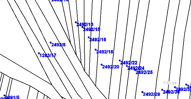 Parcela st. 2492/18 v KÚ Klobouky u Brna, Katastrální mapa