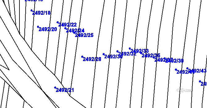 Parcela st. 2492/30 v KÚ Klobouky u Brna, Katastrální mapa