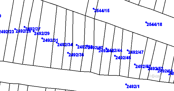 Parcela st. 2492/40 v KÚ Klobouky u Brna, Katastrální mapa