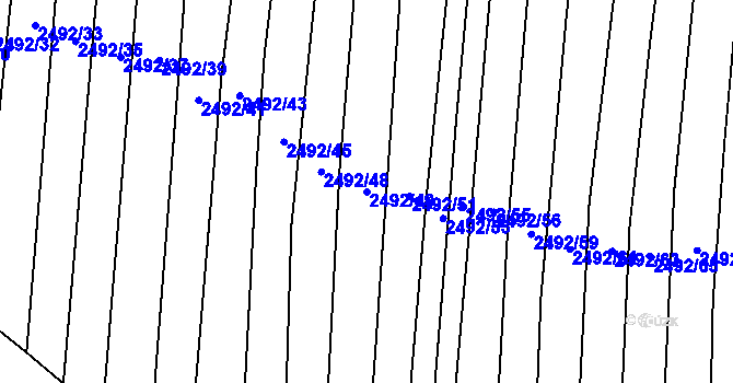 Parcela st. 2492/49 v KÚ Klobouky u Brna, Katastrální mapa