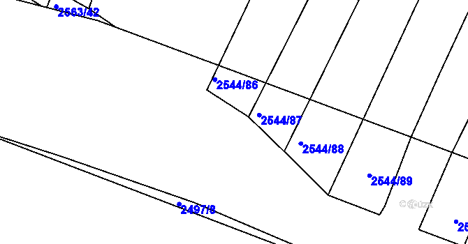 Parcela st. 2544/85 v KÚ Klobouky u Brna, Katastrální mapa