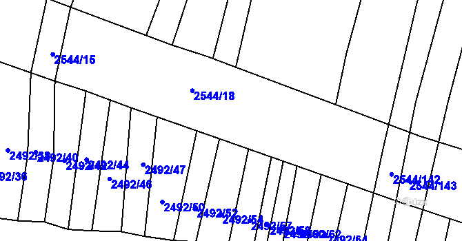 Parcela st. 2544/135 v KÚ Klobouky u Brna, Katastrální mapa