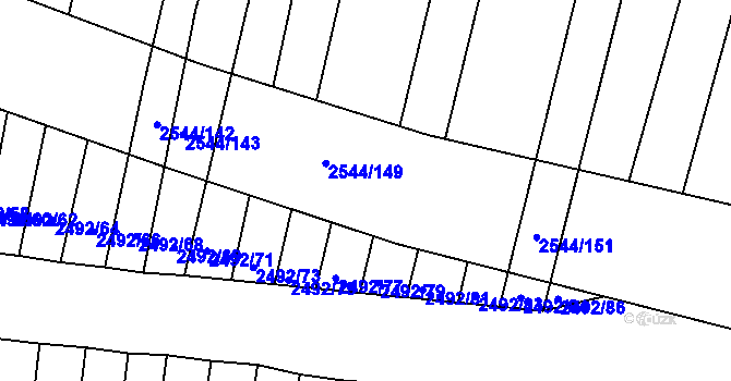Parcela st. 2544/147 v KÚ Klobouky u Brna, Katastrální mapa
