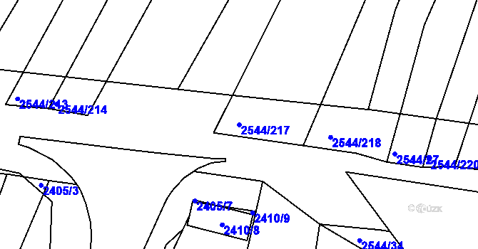 Parcela st. 2544/217 v KÚ Klobouky u Brna, Katastrální mapa
