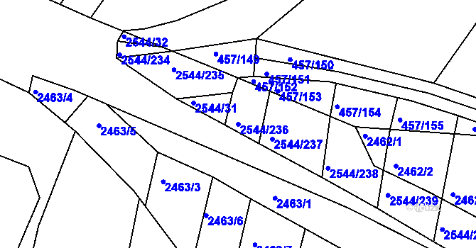 Parcela st. 2544/236 v KÚ Klobouky u Brna, Katastrální mapa