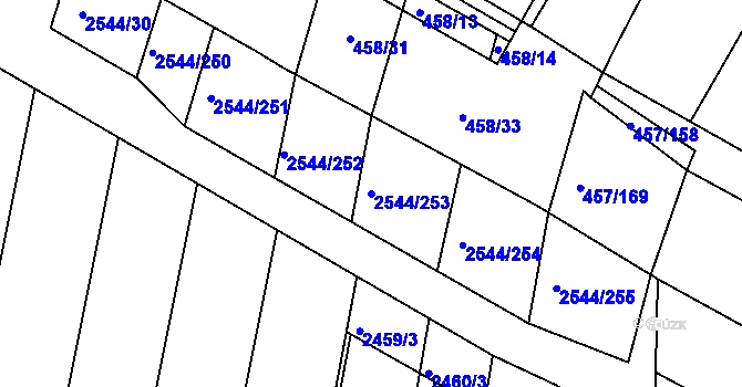 Parcela st. 2544/253 v KÚ Klobouky u Brna, Katastrální mapa