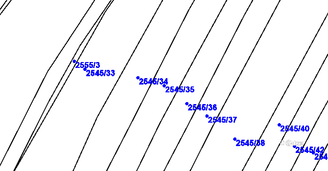 Parcela st. 2545/35 v KÚ Klobouky u Brna, Katastrální mapa