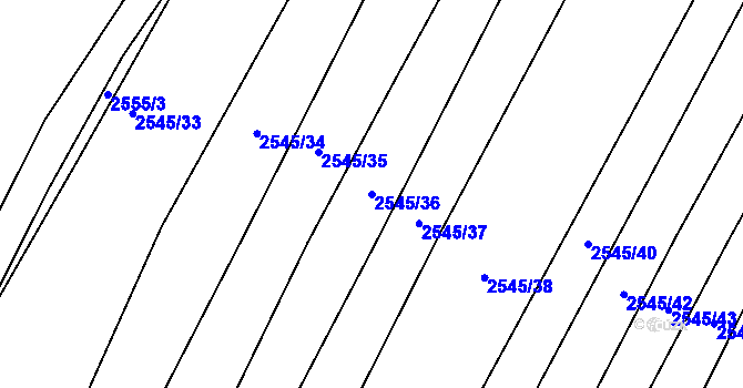 Parcela st. 2545/36 v KÚ Klobouky u Brna, Katastrální mapa