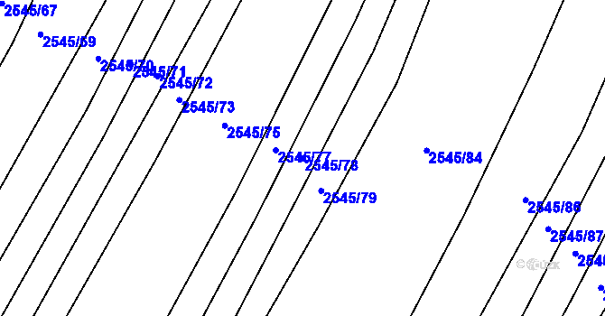 Parcela st. 2545/78 v KÚ Klobouky u Brna, Katastrální mapa