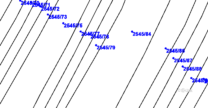 Parcela st. 2545/80 v KÚ Klobouky u Brna, Katastrální mapa