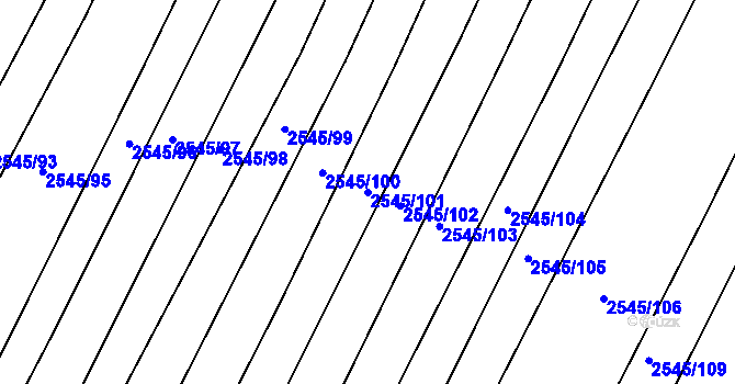 Parcela st. 2545/101 v KÚ Klobouky u Brna, Katastrální mapa