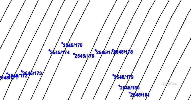 Parcela st. 2545/177 v KÚ Klobouky u Brna, Katastrální mapa