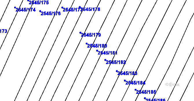 Parcela st. 2545/181 v KÚ Klobouky u Brna, Katastrální mapa