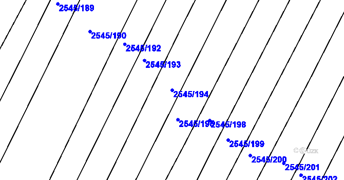 Parcela st. 2545/194 v KÚ Klobouky u Brna, Katastrální mapa