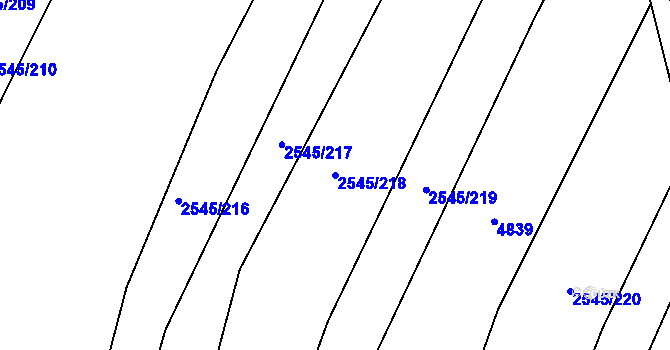 Parcela st. 2545/218 v KÚ Klobouky u Brna, Katastrální mapa