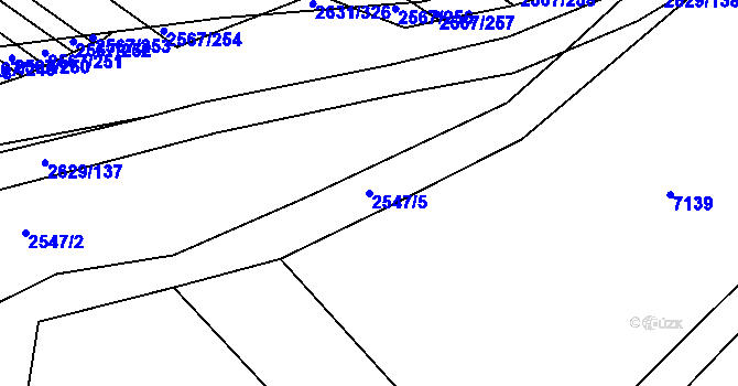 Parcela st. 2547/5 v KÚ Klobouky u Brna, Katastrální mapa