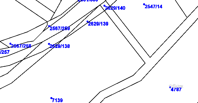 Parcela st. 2547/12 v KÚ Klobouky u Brna, Katastrální mapa
