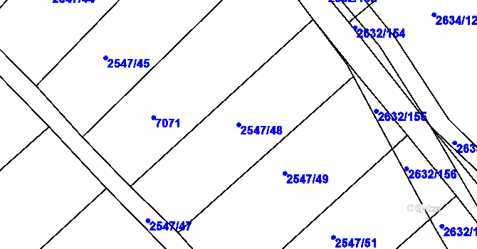 Parcela st. 2547/48 v KÚ Klobouky u Brna, Katastrální mapa