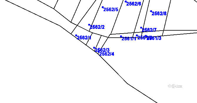 Parcela st. 2562/4 v KÚ Klobouky u Brna, Katastrální mapa