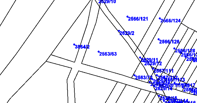 Parcela st. 2563/63 v KÚ Klobouky u Brna, Katastrální mapa