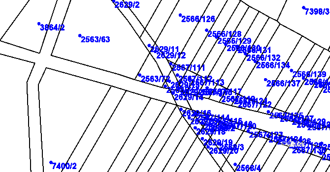 Parcela st. 2563/75 v KÚ Klobouky u Brna, Katastrální mapa