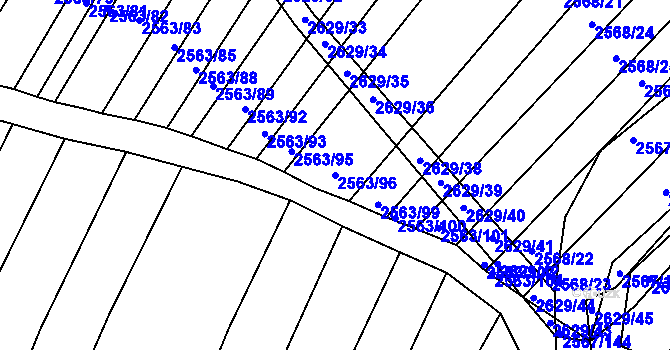 Parcela st. 2563/96 v KÚ Klobouky u Brna, Katastrální mapa