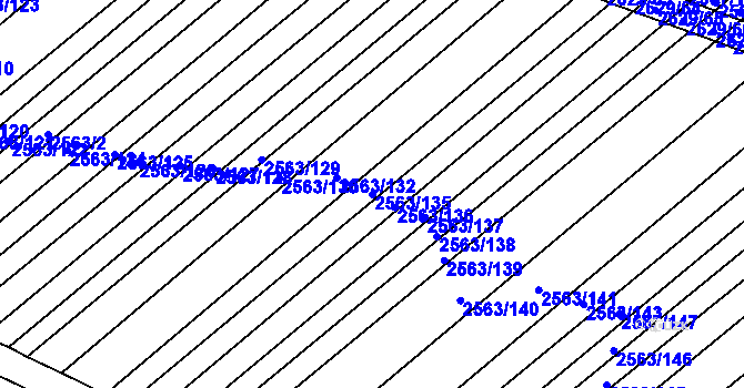 Parcela st. 2563/135 v KÚ Klobouky u Brna, Katastrální mapa