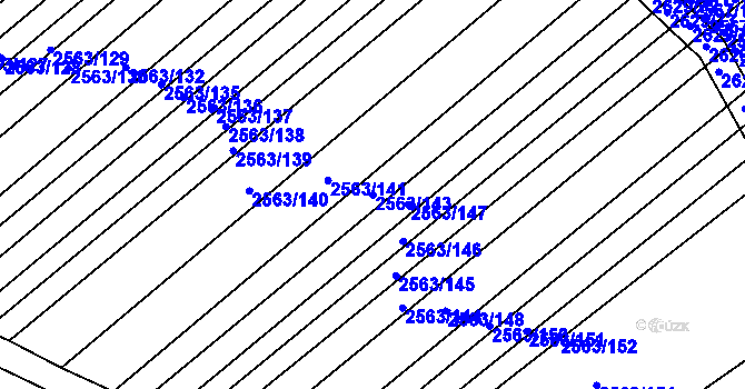Parcela st. 2563/143 v KÚ Klobouky u Brna, Katastrální mapa