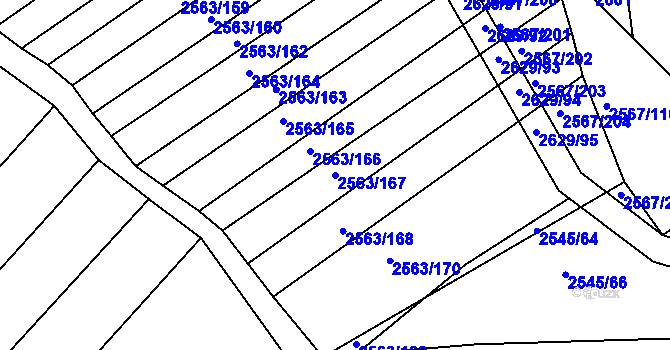 Parcela st. 2563/167 v KÚ Klobouky u Brna, Katastrální mapa
