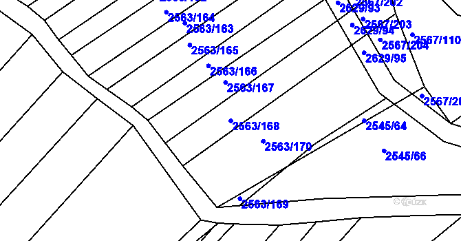 Parcela st. 2563/168 v KÚ Klobouky u Brna, Katastrální mapa