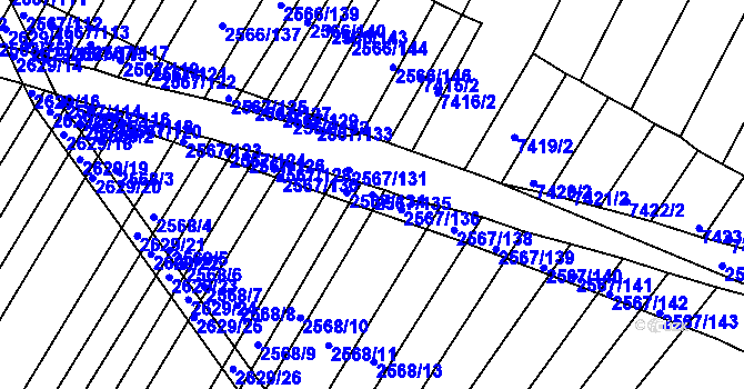 Parcela st. 2567/135 v KÚ Klobouky u Brna, Katastrální mapa