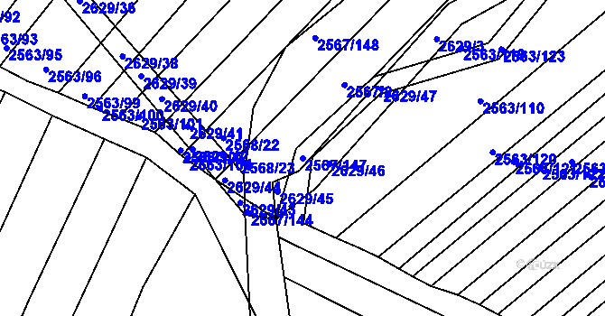 Parcela st. 2567/147 v KÚ Klobouky u Brna, Katastrální mapa