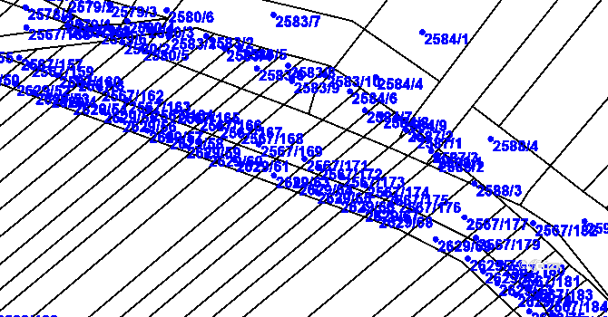 Parcela st. 2567/171 v KÚ Klobouky u Brna, Katastrální mapa