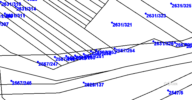 Parcela st. 2567/253 v KÚ Klobouky u Brna, Katastrální mapa