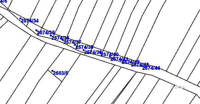 Parcela st. 2574/40 v KÚ Klobouky u Brna, Katastrální mapa