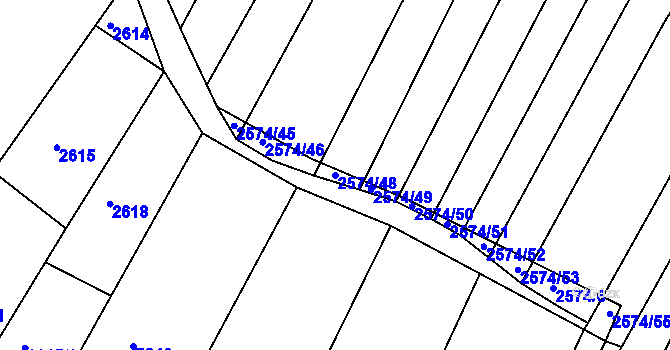 Parcela st. 2574/48 v KÚ Klobouky u Brna, Katastrální mapa